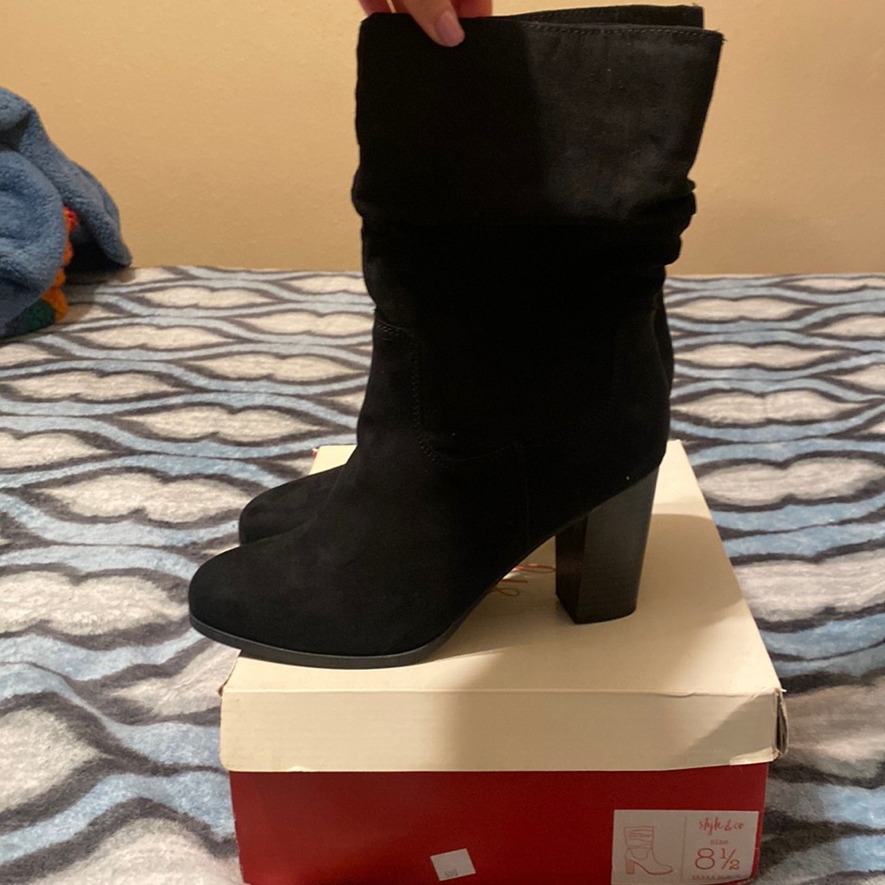 Style and Co Black Sara Booties Size 8.5 Medium. Never worn, brand new.